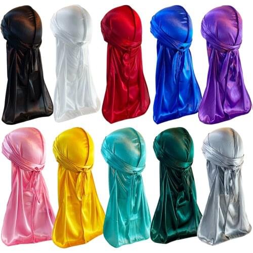 Summer Cooling Luxury Sliky Durag Unisex Longtail Hiphap Fashion Head Wrap