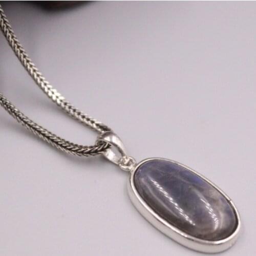 Real Silver 925 Pendant Oval Tigers eye Stone For Women Female Girl Wheat Chain Gift Charms Pendant