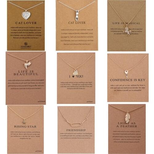 New Fashion Animal Cat Dog Paw Heart Horse Necklace For Women Girls Necklaces Message Card Female Statement Wedding Jewelry Gift