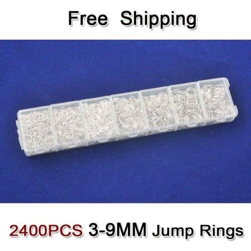 Wholesale Lot 2400pcs 3-4-5-6-7-8-9mm 925 Sterling Silver Components 925 Sterling Silver jewelry findings jump rings a box