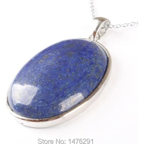 42X32MM Natural Lapis Lazuli Oval Bead Gem Pendant 1PCS