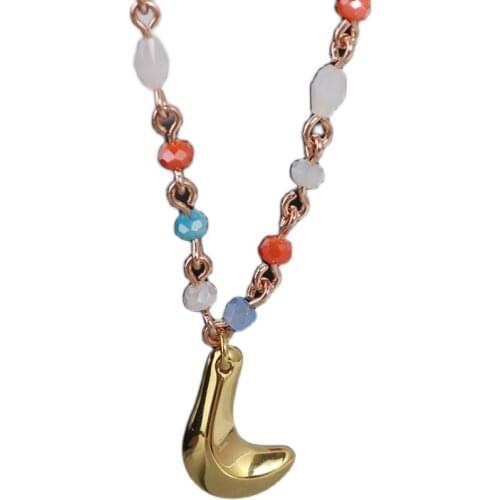 European and American color stone small fresh sweet girl heart geometric gold pendant necklace