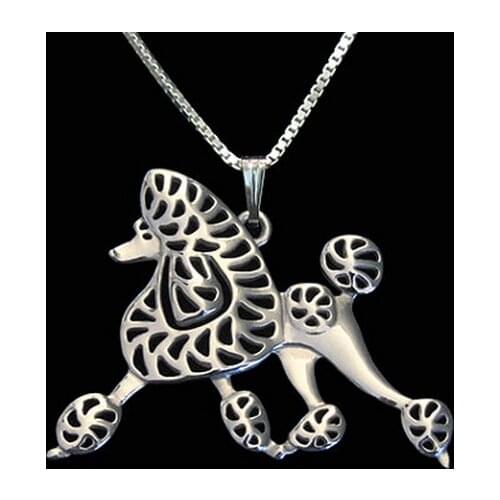 Poodle Dog necklace Handmade Carved hollow accessory jewelry golden colors plated fast delivery