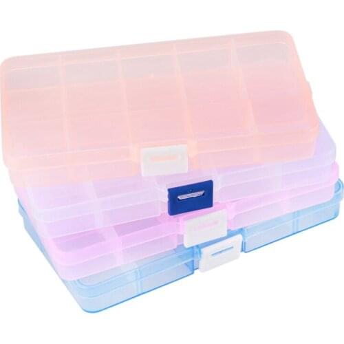 4 Packs (4 Colors) Plastic Storage Box (15 Compartments) Jewelry Earring Tool Containers