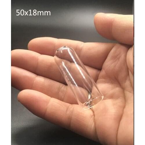 50x18mm Clear mini empty glass Wish Bottle Tube bell jars diy glass vial cover dome globe bubble pendant accessories decor 10pcs
