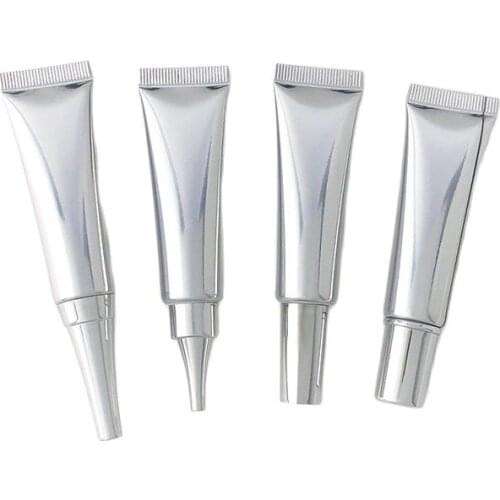 15ml Empty Squeeze Soft Tubes Cosmetic Sample Shiny Silver Composite Aluminum Shin Care Sunscreen Lotion Refillable Bottle 50pcs