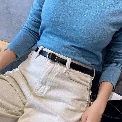 Fashion Casual Women Belt Solid Color Metal Buckle Waist Belt PU Leather Streetwear Dress Jeans Strap Waistband For Girls