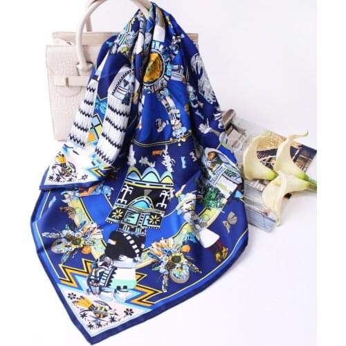 Luxurious Twill Silk Square Scarf --- 90cm Scarf wraps for Women/Lady Gift Handrolled Edges