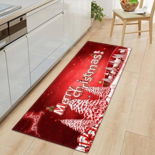 Christmas Themed Rectangle Area Rug Soft Flannel Floor Mat for Home Bedroom Living Room Decoration 3D Non-Slip Xmas Rug Supply