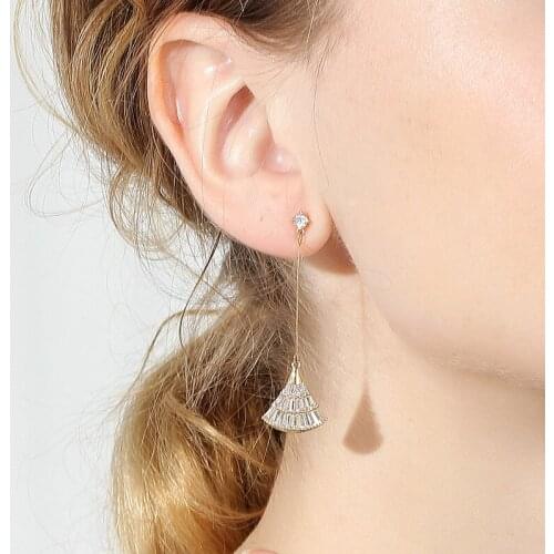 925 Silver Needle Fan Earrings Long Design Exquisite Style Unique Design Pendant Soul Swaying Exquisite Fashion Gifts Wholesale