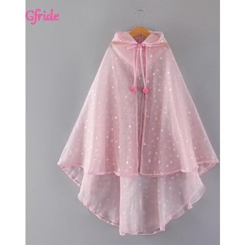 Spring Girls Snow queen Chiffon Hooded Long Cape Cloak Costume Kids Dress Up Jacket Child Coat Can Match Any Clothes Pink Blue
