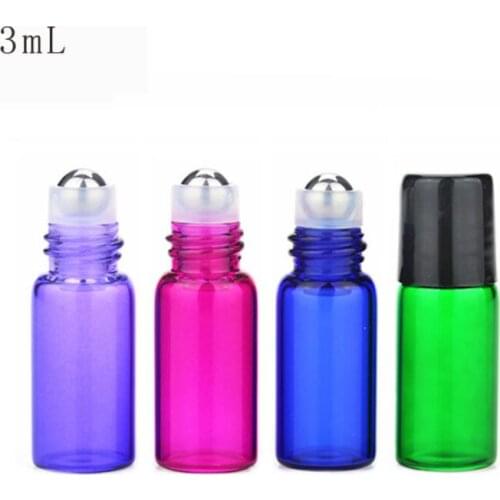 3ml Glass essential oils roll-on bottles with Plastic lid, empty refillable perfume deodorant roller ball vials LX2890