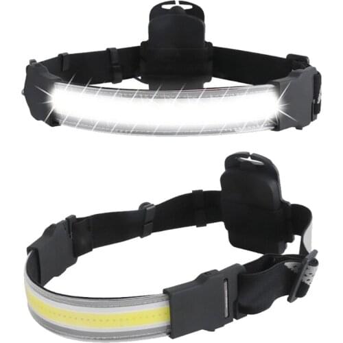 COB LED Headlamp 210° Illumination Wide-Beam Head Lamp Battery Powered/USB Rechargeable Powered Waterproof Headlight for