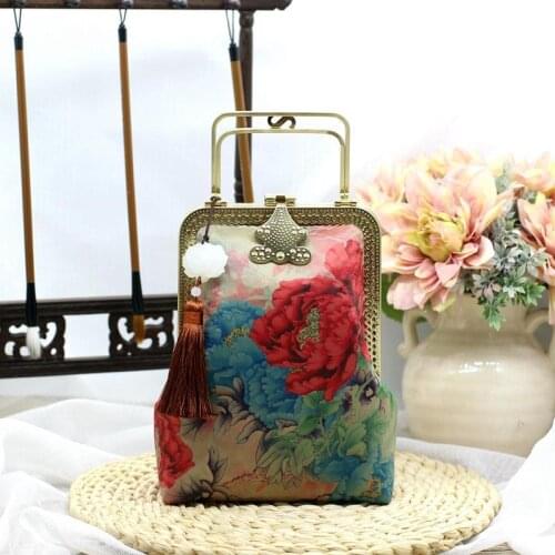 Handmade Vintage Fashion Flowers Phone Shell Bags Chic Lady Chain Women Shoulder Bag Crossbody Bags Tote Womens Handbags Purses