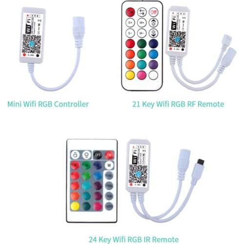 Wifi RGB RGBW LED Controller Mini DC12V with RF 21Key IR 24Key Remote Control for RGB RGBW LED Strip with IOS Android APP