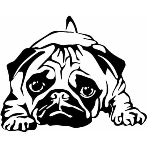 Car Sticker Funny Pattern PVC Decal Cute Pug Exquisite Car Decoration Sticker Waterproof Cover Scratch Black/white, 16cm*13cm