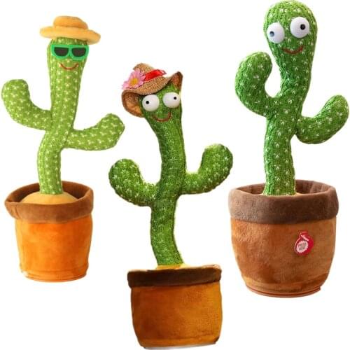 32cm Funny Dancing Singing Electric Cactus Plush Toys Stuffed Plant Educational Toys for Children Home Decoration Accessories
