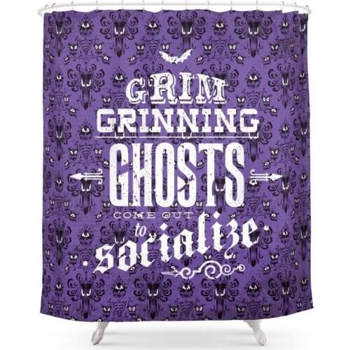 Haunted Mansion - Grim Grinning Ghosts Shower Curtain Polyester Fabric Bathroom Home Decoration Waterproof Print Shower Curtains
