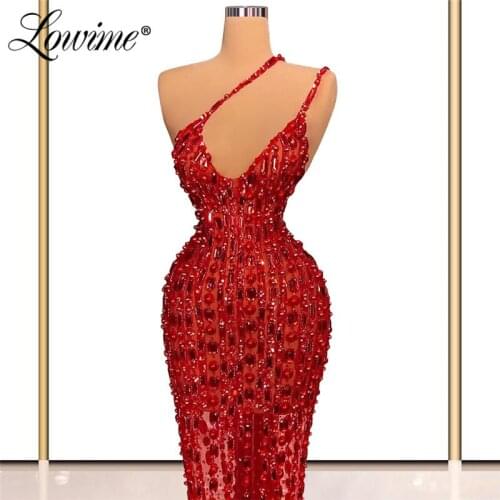 Lowime 2021 Arabic Beaded Evening Dresses Dubai Haute Customized Red Carpet Dress Women Party Night Reception Prom Dresses Robes