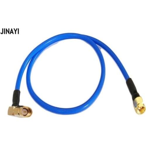 Blue Right Angle SMA Male to SMA Male Plug Connector RF coax Simi Rigid RG402 cable 50ohm 50cm 1m 3m 5m 10m