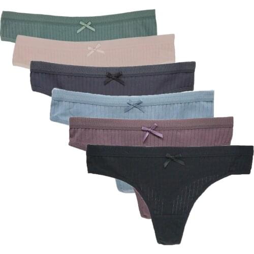 12 Pcs/set Women Sexy G-strings Thongs g Strings Cotton Woman Underwear Intimates Lingerie Ladies Panties Tangas for Women