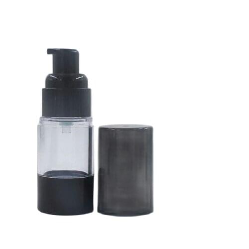 15ml airless bottle black round pump and lid /bottom for lotion/emulsion/foundation/essence/oil Cosmetic Container