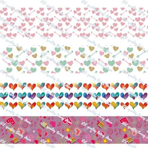 16-75MM Valentines Day printed Grosgrain Ribbon 50 Yards/Roll Tape Clothing Bakery Hairbow Gift wrapping Accessory Hairbow Head