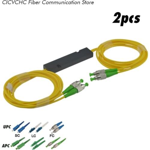 2 pcs PLC Splitter Modules- 2x2- SC, FC or LC Connector-0.5m pigtail-2.0mm loose tube/Optical Fiber