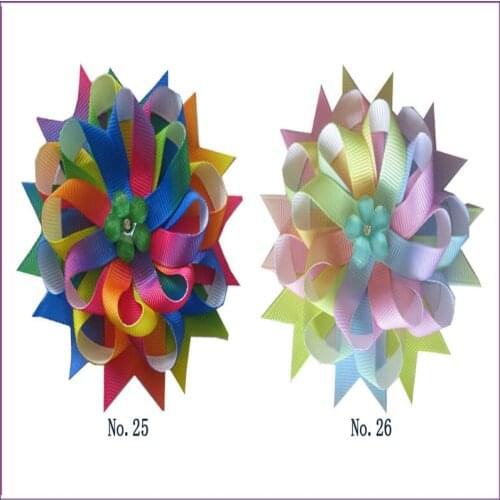 20 BLESSING Good Girl Boutique Modern Style Rainbow Birds Nest Hair Bow Clip