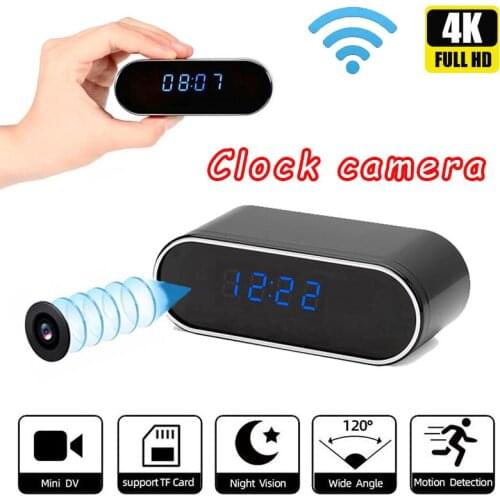 4K Clock Camera Wifi HD Mini Camcorder Security Night Vision Motion Detection Video Recorder Value Portable Cam Clock Dual-use