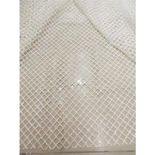 5yards glued print glitter tulle african Indian nert lace fabric YG-91511 for party dress in white color