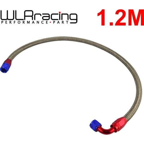 AN10 1.2M Silver Stainless Steel Brained Oil Hose Line Hose Tube With Straight 90 Degree Swivel Hose End Fitting Installed