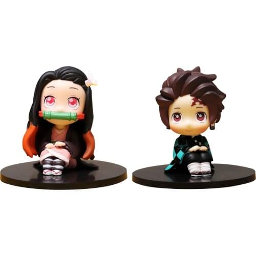Car Accessories Interior Toys Kamado Nezuko Tanjirou Anime Figure Model Ornament Cute Gift Dashboard Living Room Decorations New