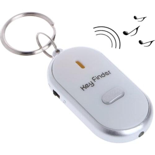White LED Key Finder Locator Find Lost Keys Chain Keychain Whistle Sound Control T84A