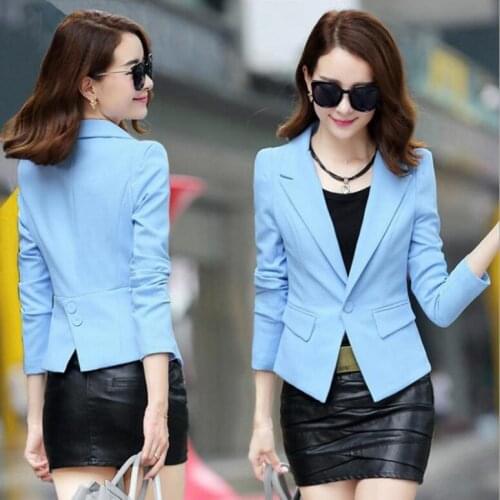 Sky blue Blazer Office Lady Suit Long Sleeve Women Jacket Elegant Slim Coats Tops Multicolor High Quality elegant single button
