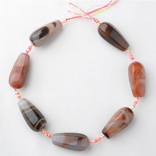 1 strands 44x19mm Natural Faced water drop Brown stripe Agate stone beads 15"