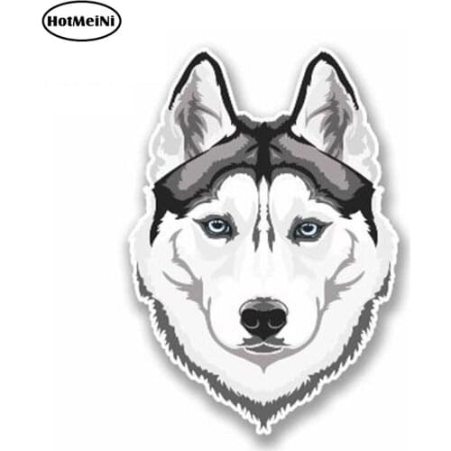 HotMeiNi 13cm x 10cm Car Sticker White Husky Wolf Vinyl Sticker Laptop Travel Luggage Siberian Husky Car Styling Accessories