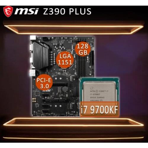 LGA 1151 MSI Z390 PLUS Gaming Motherboard With Intel Core i7 9700KF Motherboard Combo i7 3.6GHz DDR4 M.2 Intel Z390 Placa-mãe