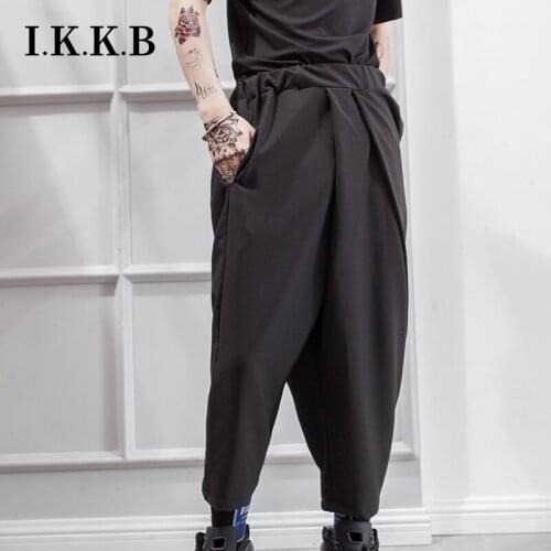 Personality cropped pants loose Harem Pants slim legged pants cropped pants youth performance dress irregular stage