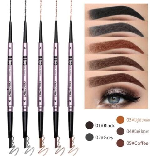 5Colors Double-headed Eyebrow Pencil Waterproof Long-lasting Sweat-proof Natural Wild Brows Shaping Drawing Easy Coloring Makeup