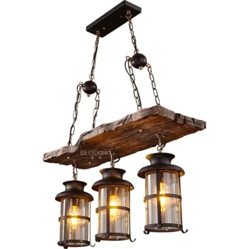 Chinese Style Wooden Dining Room Pendant Lights Metal Hollow out Bottle Bar Counter Chain Pendant Lamp Restaurant Pendant Lamps
