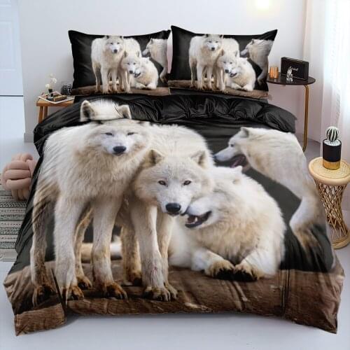 Duvet Cover Sets Wolves Double,Twin,Single Digital Printing Comforter Covers 3pcs Bed Linen Bedding Set Black 230x220cm Size
