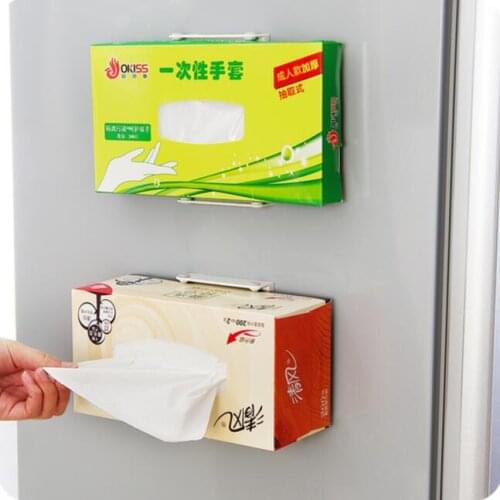 Magnet Refrigerator Tissue Box Holder Kitchen Organizer Adjustable Fitted Tissue Box Storage Rack