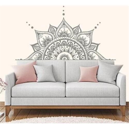 Mandala Mandala Yoga Lotus Bedside Decoration Bedroom Vinyl Wall Sticker Decal Half Indian Boho Vinyl Decal Wall Decals