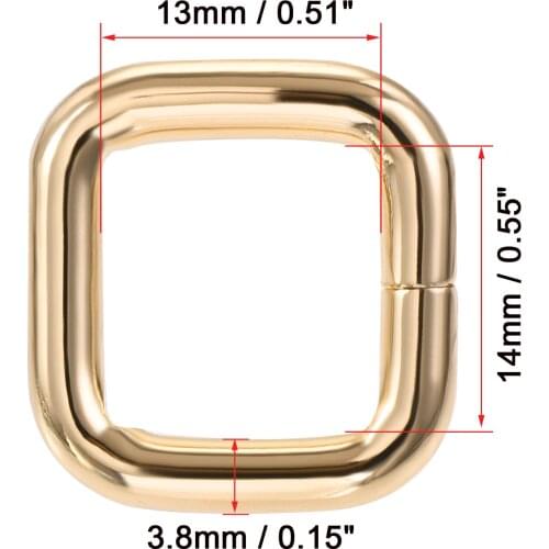 Uxcell Metal Rectangle Ring Buckles 14x13mm for Bags Belts DIY Gold Tone 10pcs