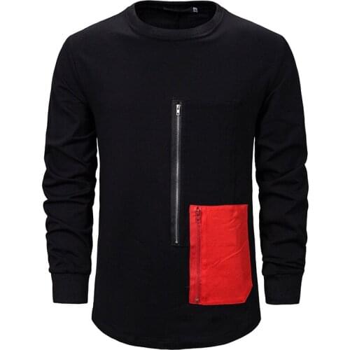 Polyester Leisure Mens Fleece Coat High Street Diablo Series Pocket Color Matching Loose Hooded