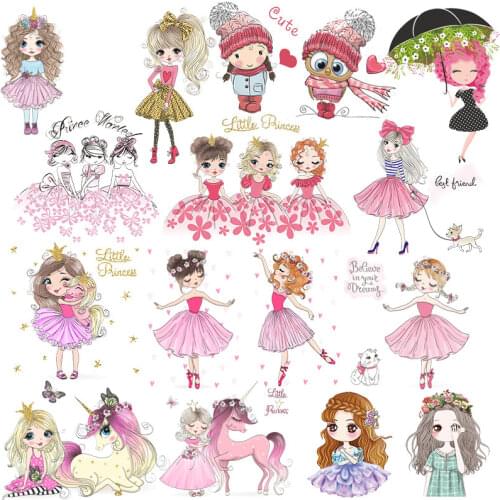 Little Girl Patches For Clothing Ballet Girl Patches Thermo-stickers On Clothes Cartoon Transfer Patch Iron On Transfer Applique