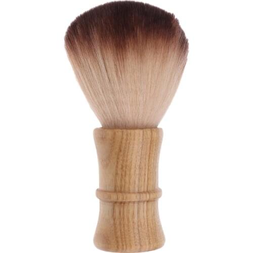 Barber Salon Soft Neck Face Duster Brush Shaving Hair Cutting Cleaning Brush with Wooden Handle