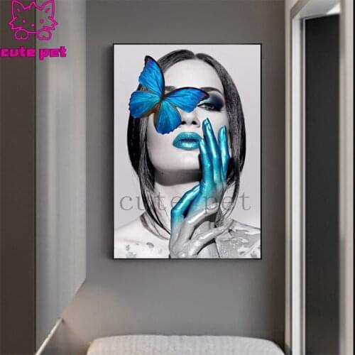 Full square round diamond painting Abstract Woman Body Butterfly Art diamond embroidery 5D rhinestone mosaic diamond inlaid