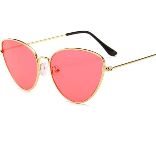 Promotion Cateye Black Triangle Cat Eye Sunglasses Women Metal Men Sea Lens Glasses